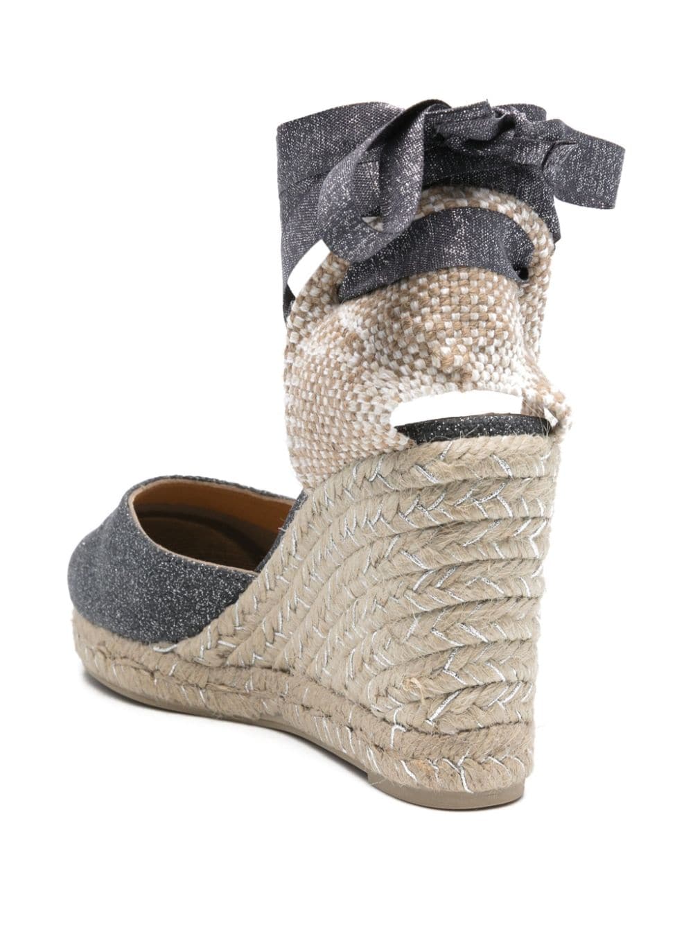 Castaner Carina Glittery Wedge Espadrilles Dark Grey