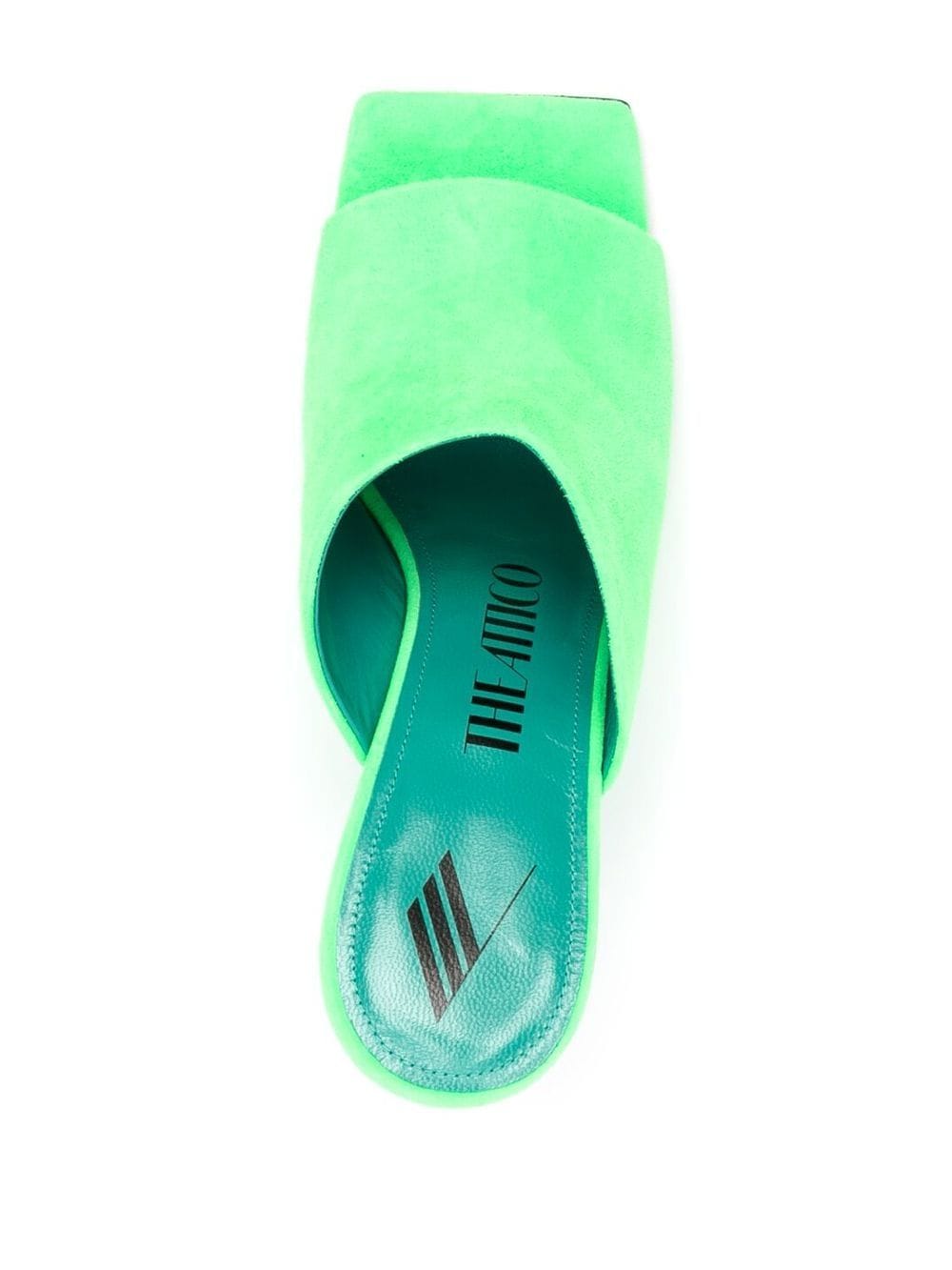 The Attico Cheope 105mm Square-Toe Green Mules with Sculpted Heel Green