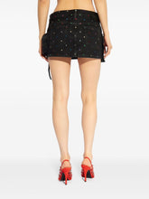The Attico Embellished Rhinestone-Button Mini Skirt Black