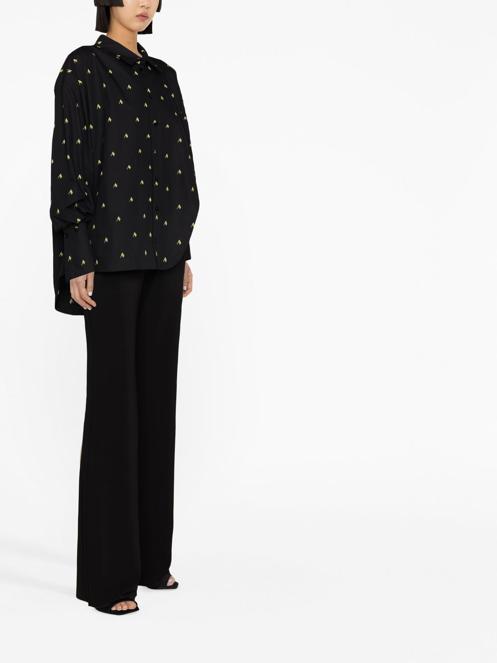 The Attico Diana Oversized Logo-Print Shirt Black