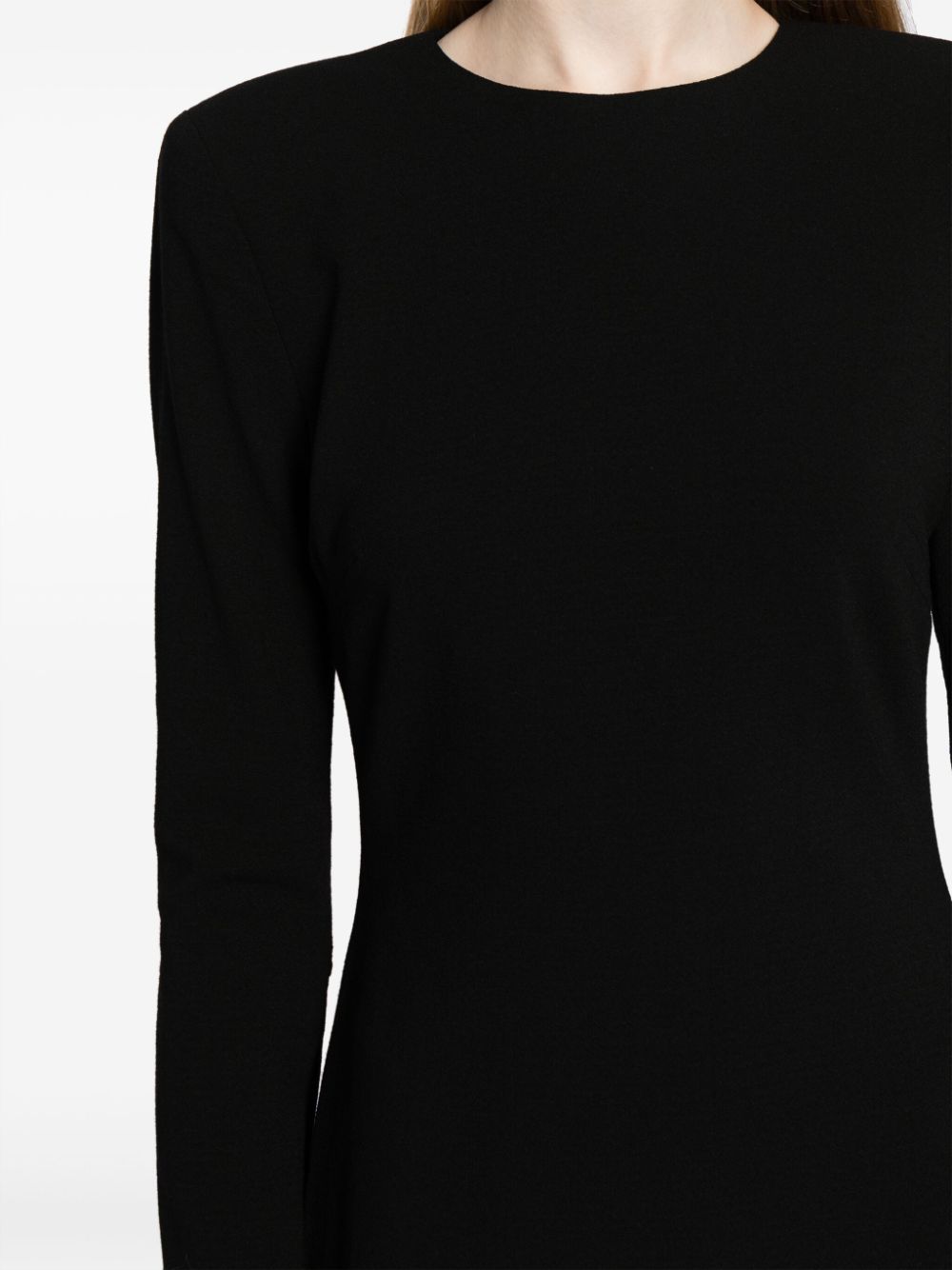 Victoria Beckham Stretch-Crepe Virgin Wool Dress with Shoulder Pads Black
