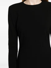 Victoria Beckham Stretch-Crepe Virgin Wool Dress with Shoulder Pads Black