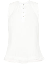 Lanvin Pleated Crepe de Chine Sleeveless Top White White