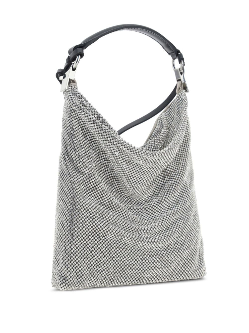 Benedetta Bruzziches Bella Ciao Silver Rhinestone-Embellished Draped Shoulder Bag Silver