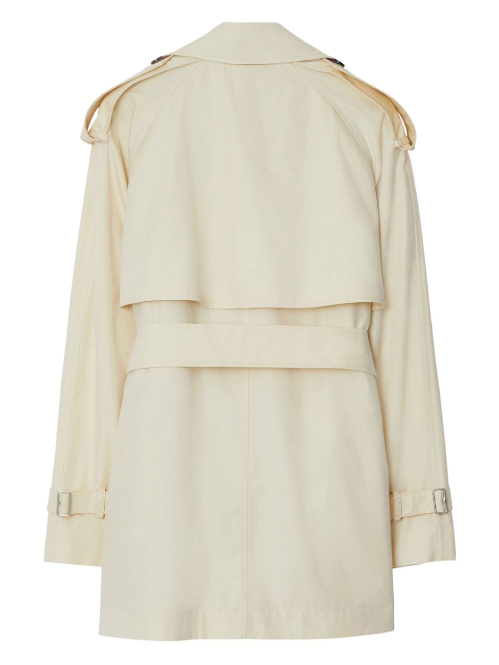 Burberry Short Belted Cotton Trench Coat White