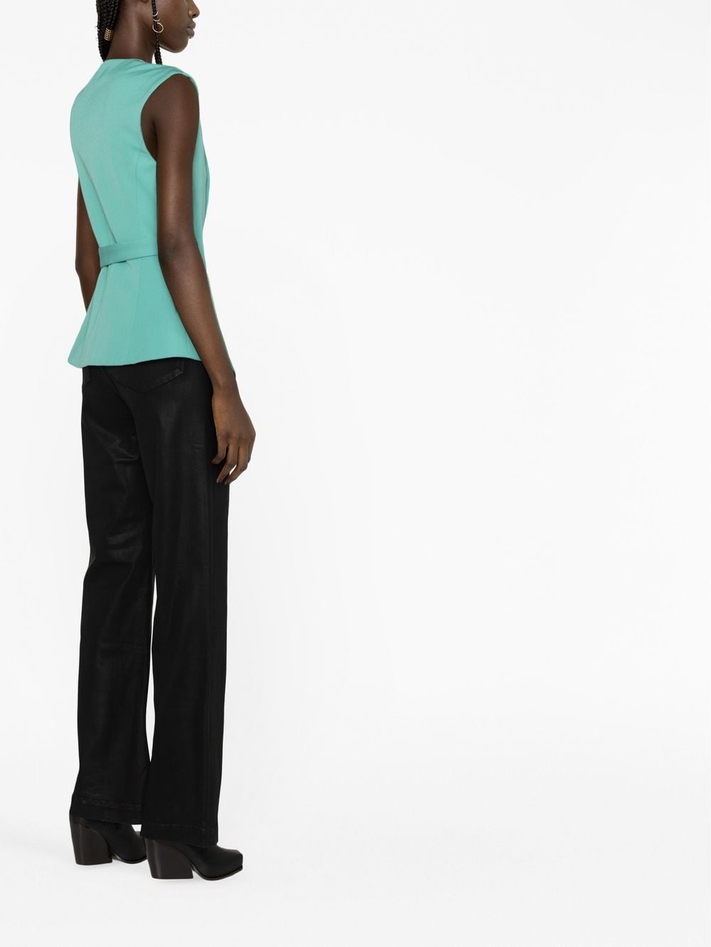 Balmain Belted Sleeveless Jacket Green