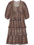 Ganni Leopard-Print Layered Georgette Mid-Length Dress Brown