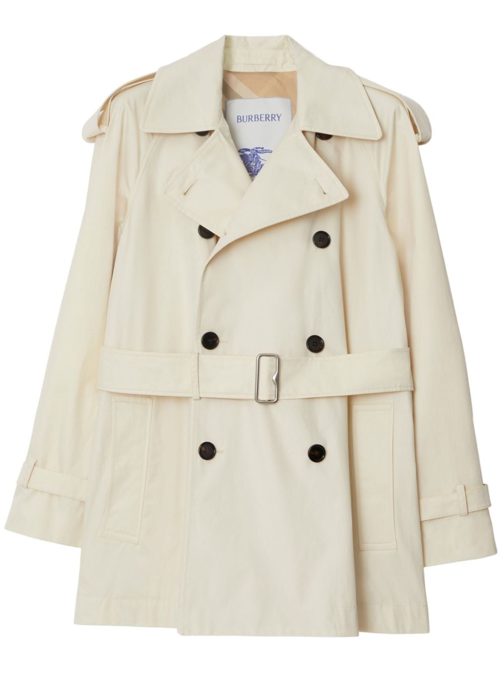Burberry Short Belted Cotton Trench Coat White