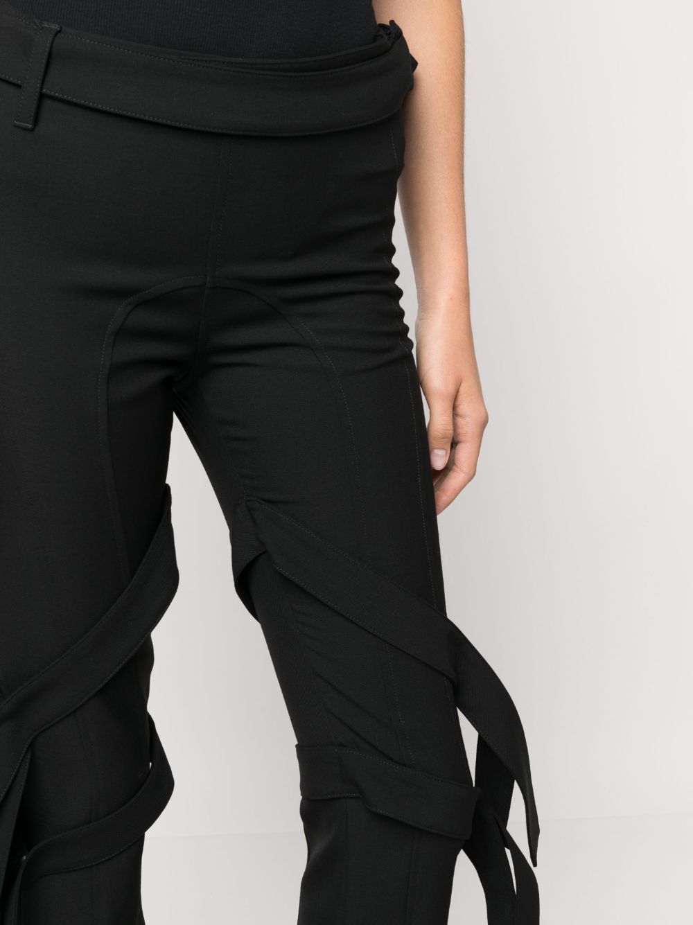 Ambush Flared Strap-Detail Virgin Wool Trousers Black