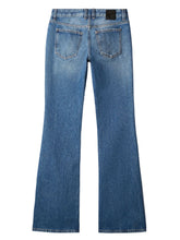 Off White Flared Cotton Stonewashed Jeans Blue Blue