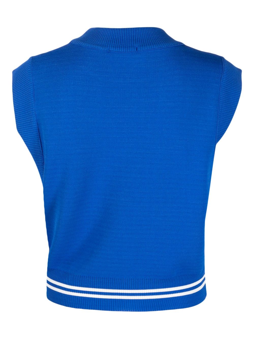Autry Striped-Trim Embroidered Logo Blue Sweater Blue