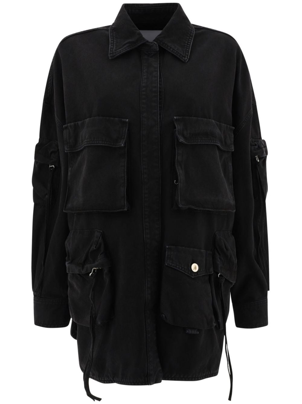 The Attico Cotton Cargo Jacket with Classic Collar Black
