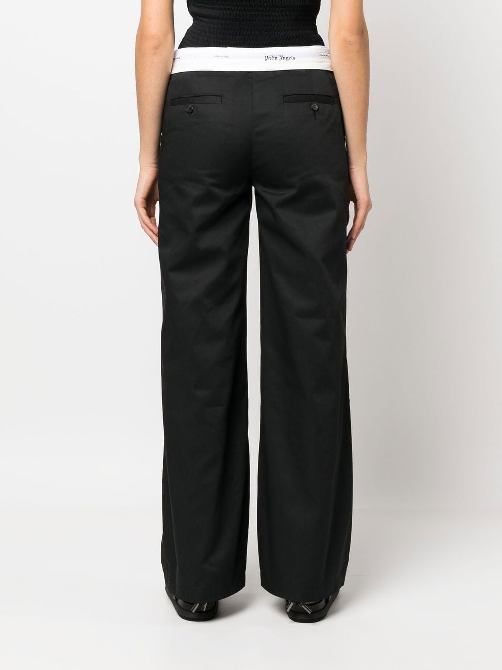 Palm Angels Reversed Waistband Straight-Leg Trousers Black