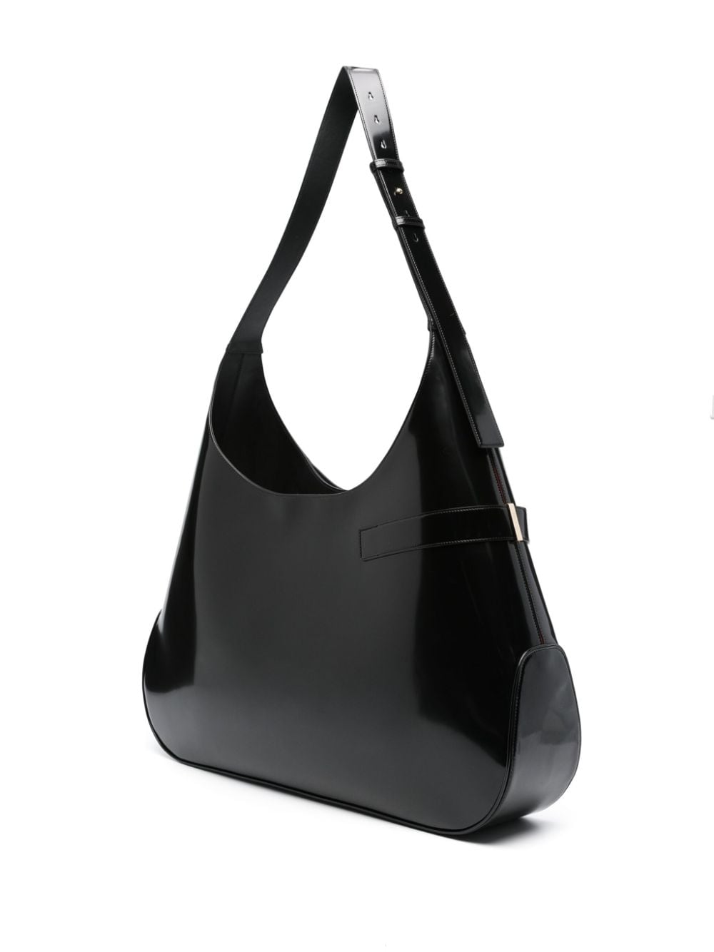 Ferragamo Extra Large Patent Leather Shoulder Hobo Bag Black