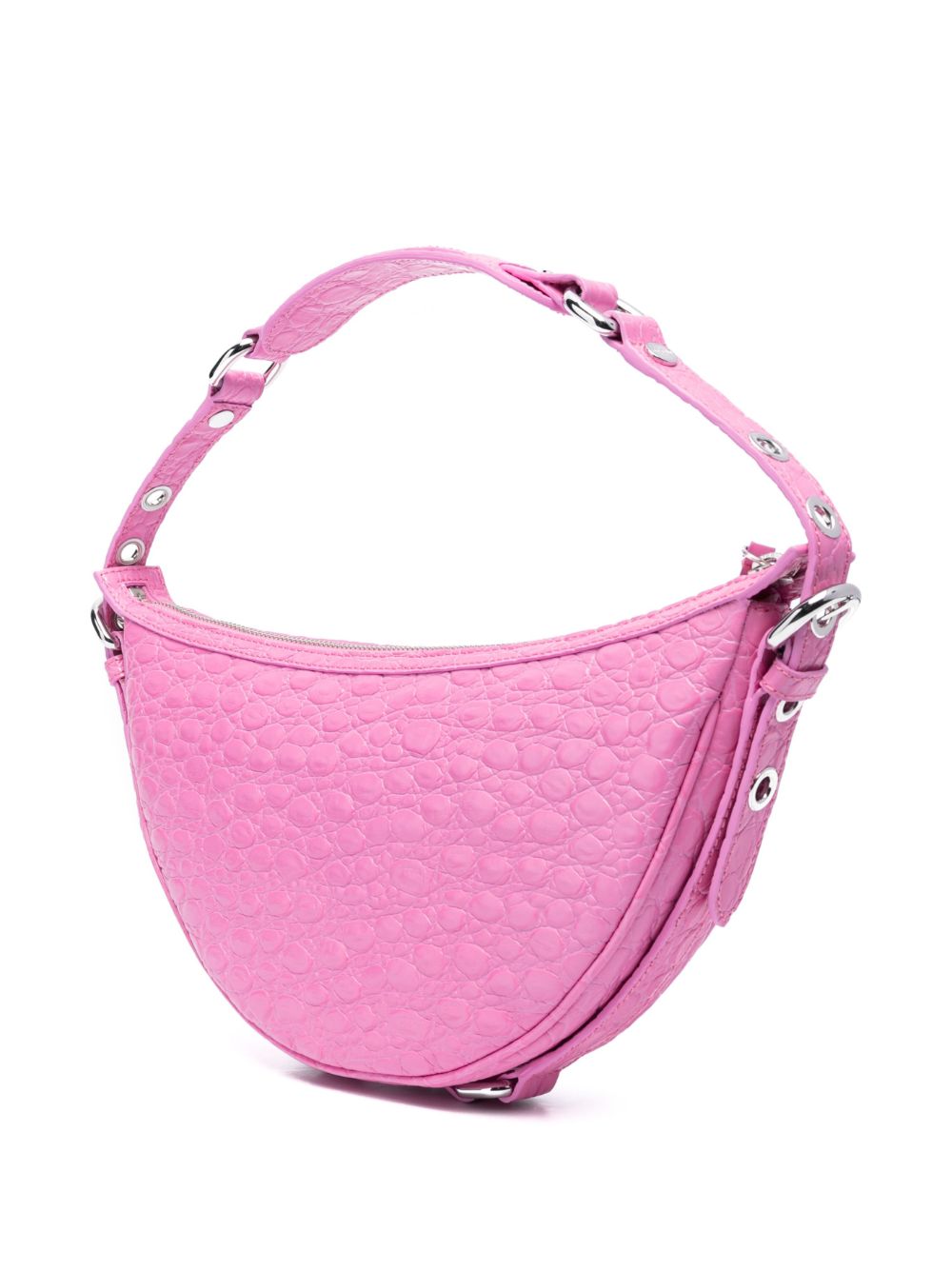 By Far Gib Embossed Crocodile-Effect Shoulder Bag Pink
