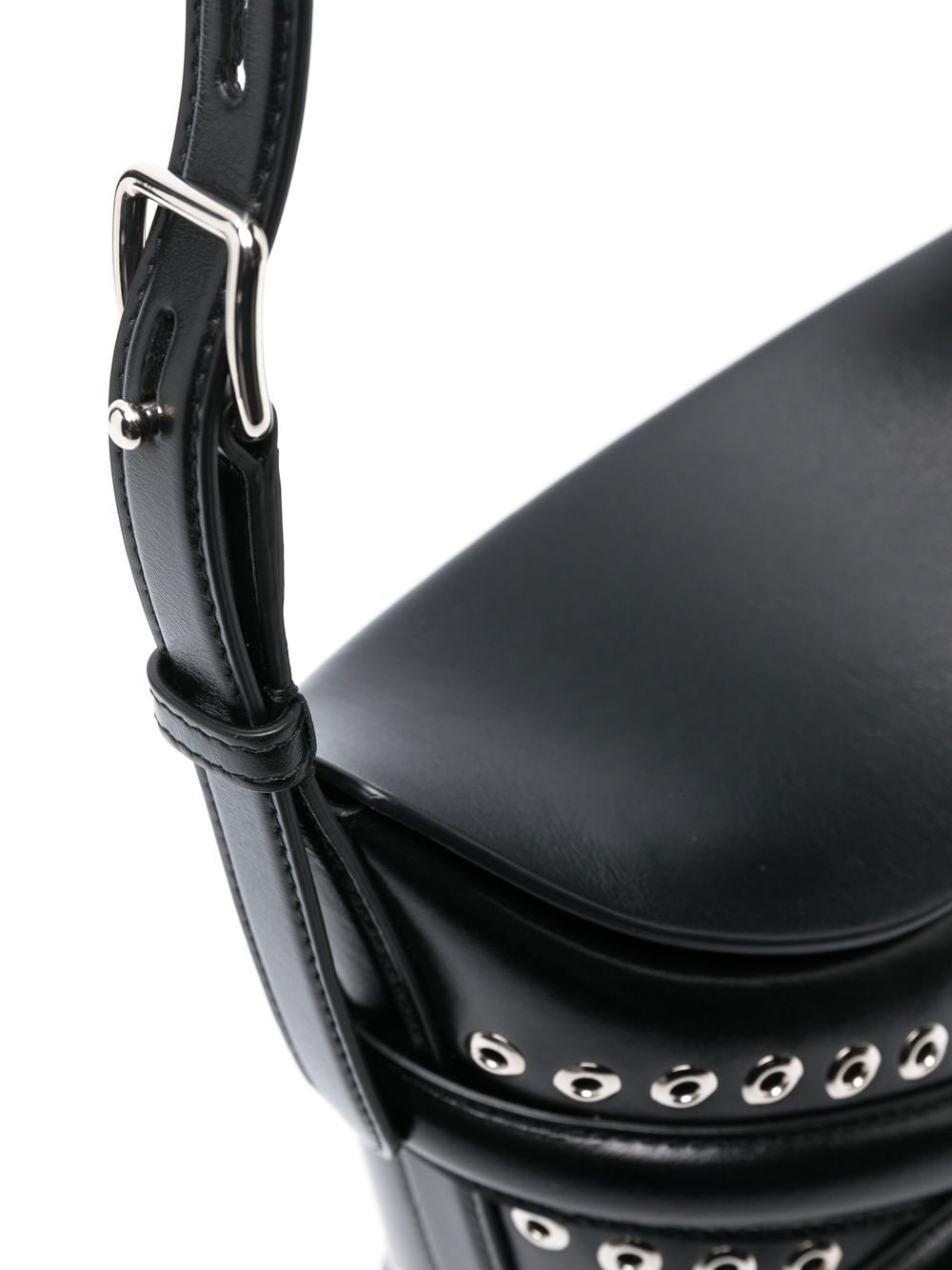 Alexander Mcqueen The Curve Studded Leather Bucket Bag Black