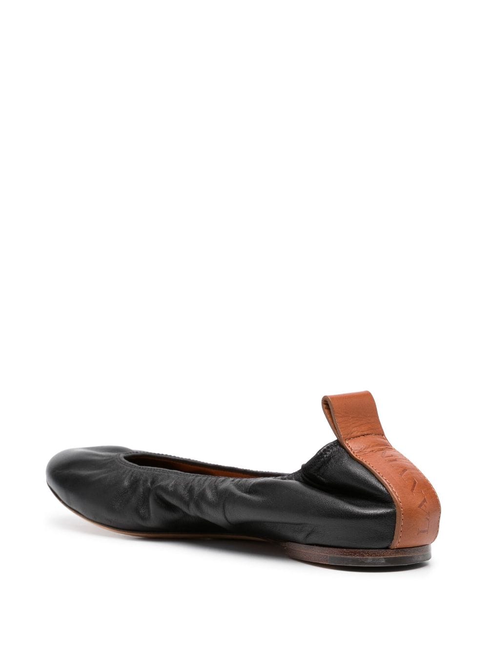 Lanvin Ruched Calf Leather Ballerina Flats Black Black