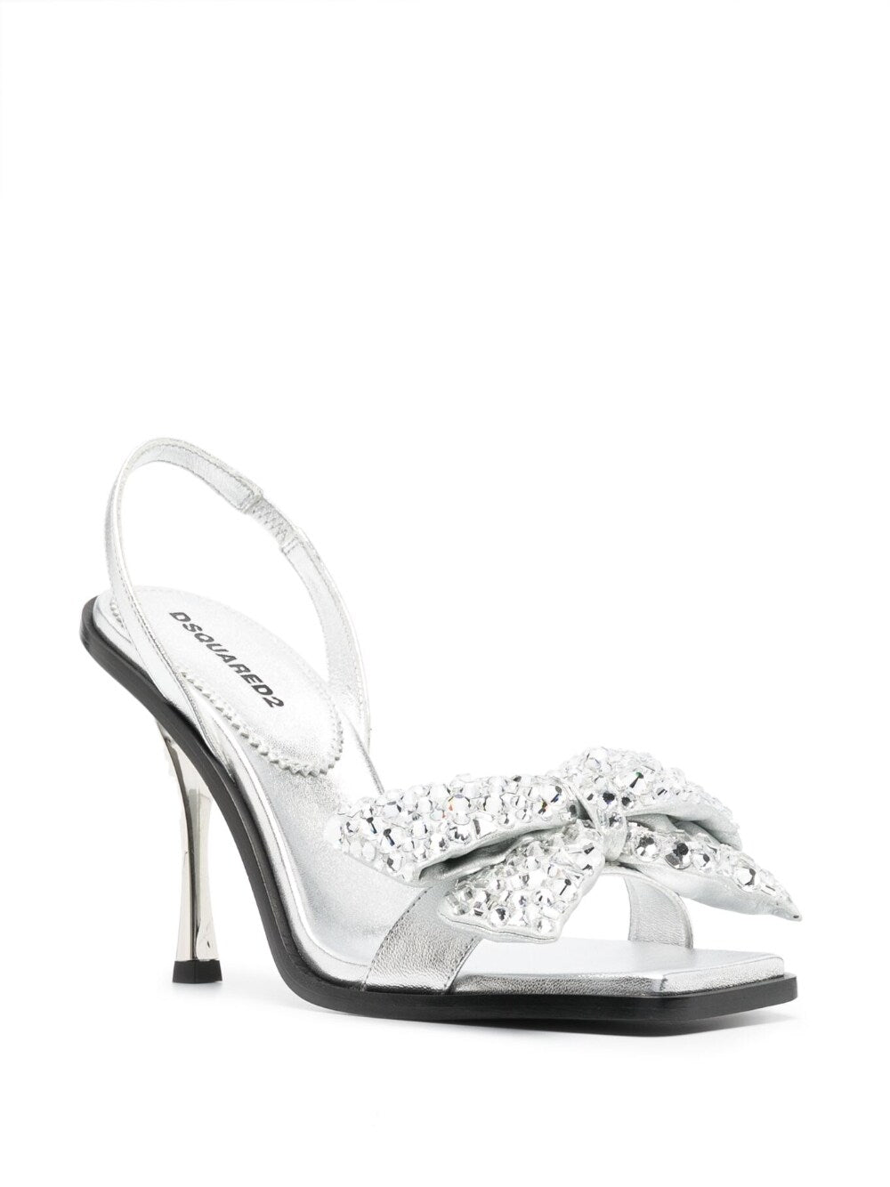 Dsquared2 Bow-Detail Crystal-Embellished Square-Toe Sandals Silver silver