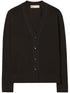 Tory Burch Fine Knit Wool-Silk V-Neck Cardigan Black