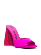 The Attico Luz 105mm Crystal-Embellished Satin Mules Fuchsia