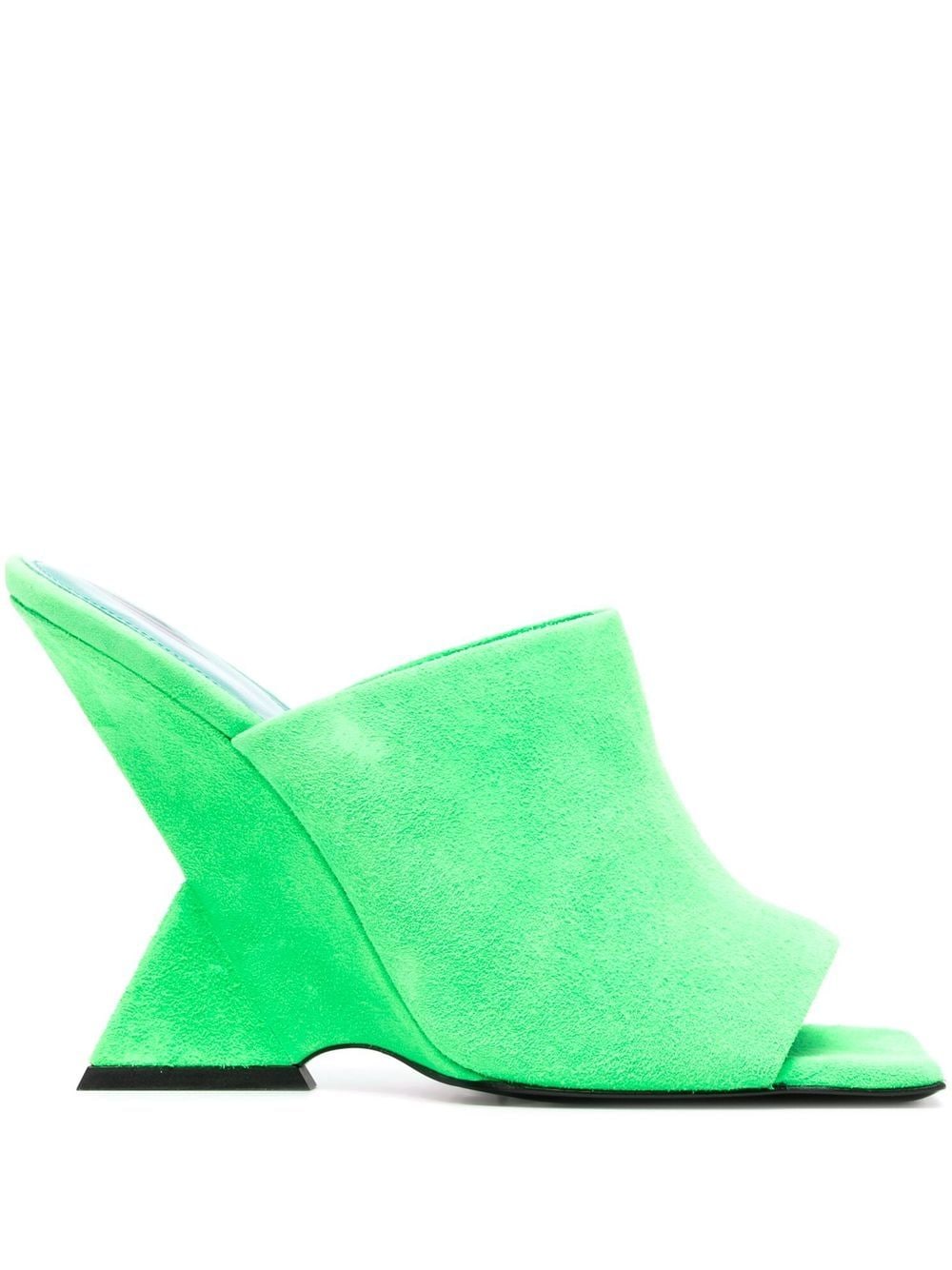 The Attico Cheope 105mm Square-Toe Green Mules with Sculpted Heel Green