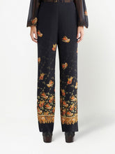 Etro Paisley-Print Straight Silk Trousers Black black
