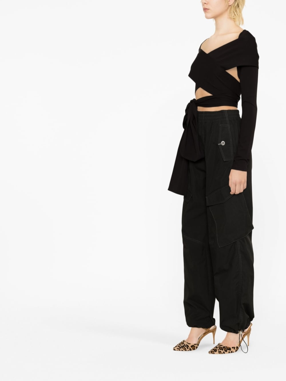 Dolce & Gabbana Cut-Out Wrap Top Black