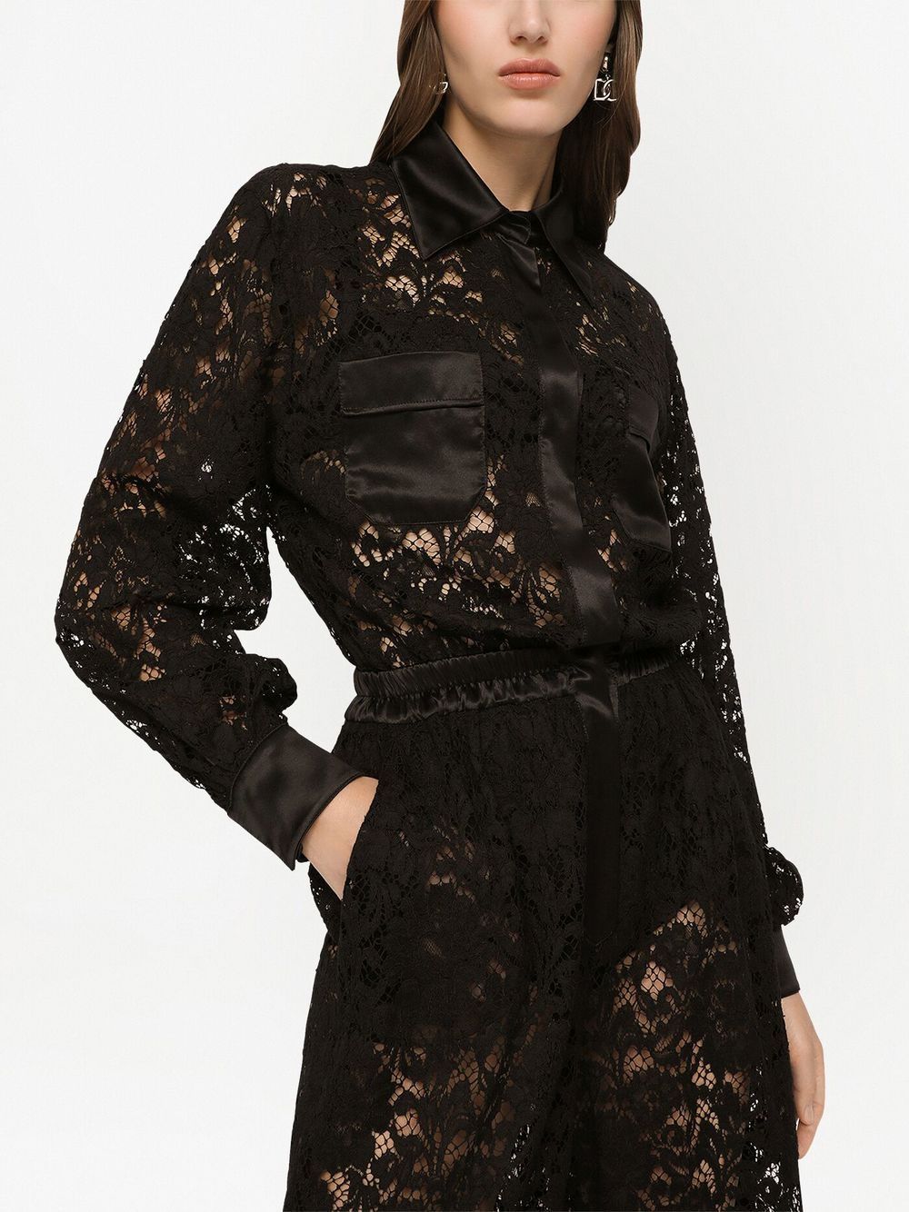 D&G lace-trim long-sleeve jumpsuit