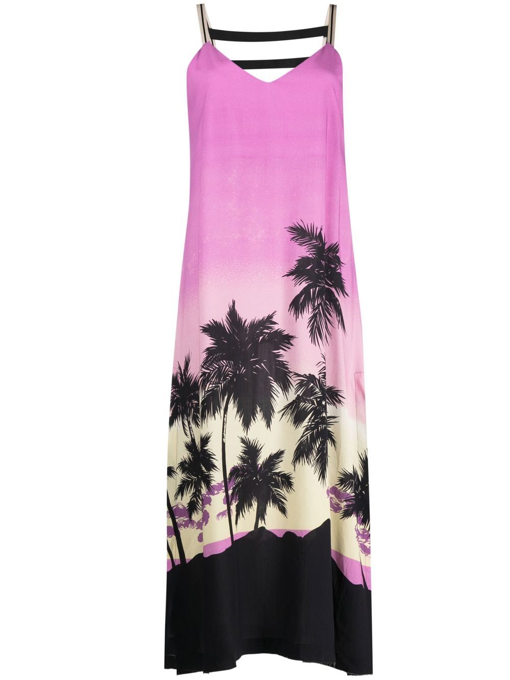 Palm Angels Sunset-Print Midi Dress in Purple