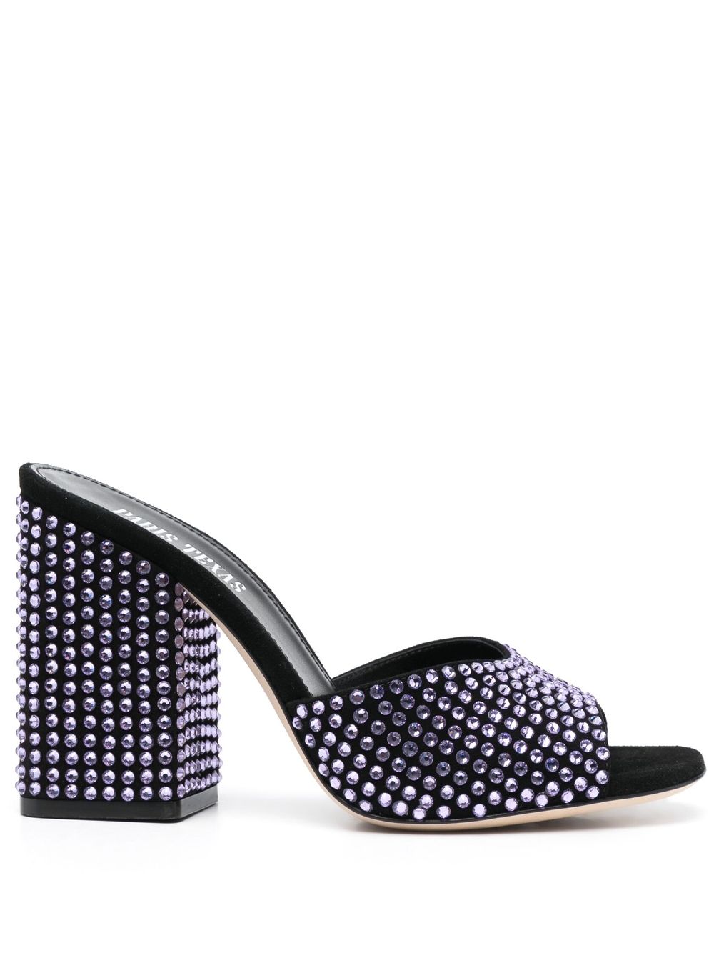 Paris Texas Crystal-Embellished Velvet Sandals Purple