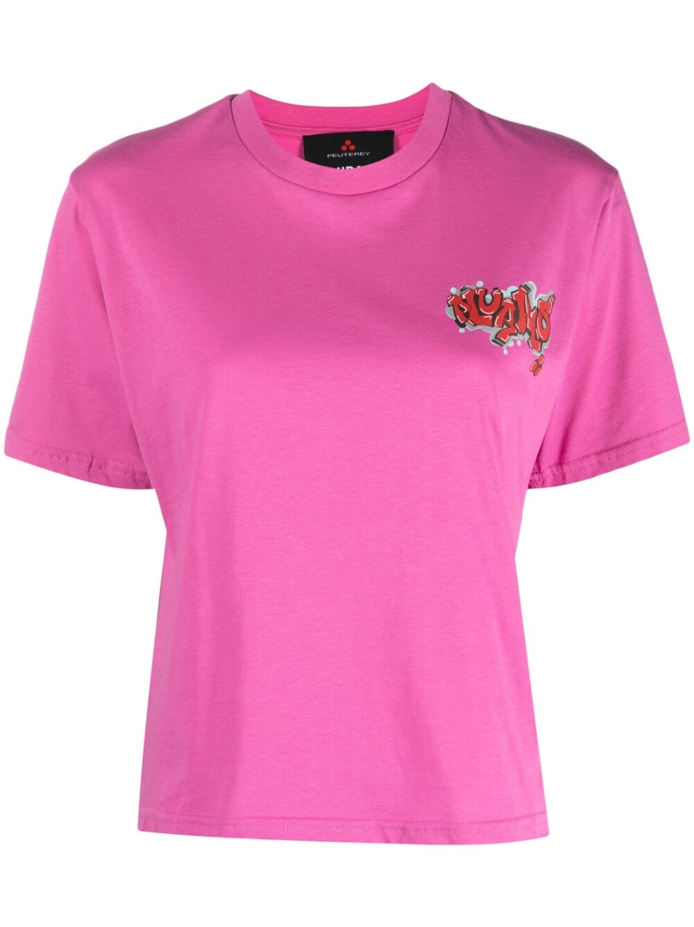 Peuterey Graffiti-Print Cotton T-Shirt Pink