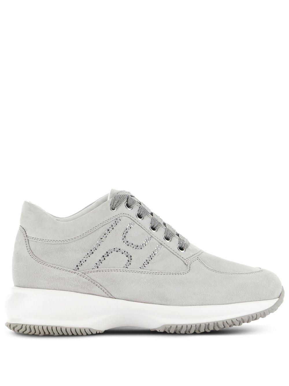 Hogan Pre Interactive Crystal-Embellished Calf Leather Sneakers White White