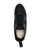 Ferragamo Panelled Almond-Toe Leather Sneakers Black