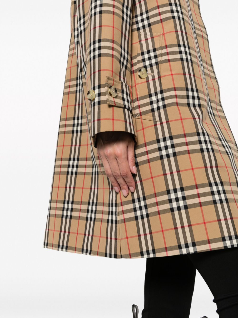 Burberry Checked Cotton Plaid trench coat Beige