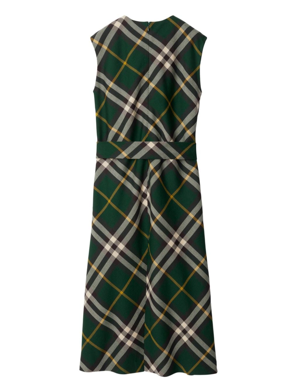 Burberry Nova Check Wool Midi Dress Green