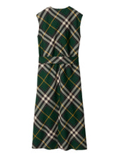 Burberry Nova Check Wool Midi Dress Green