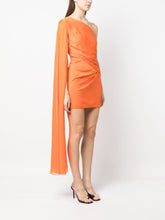 Roland Mouret Asymmetric One-Shoulder Silk Dress Orange