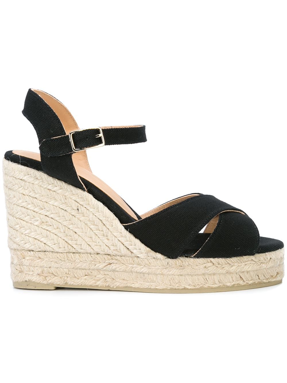 Castaner Blaudell Cotton Wedge Espadrille Sandals Black