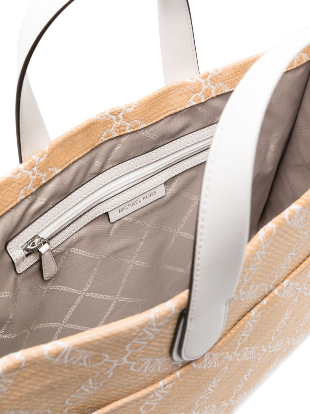 MMK Large Gigi Monogram Jacquard Tote Bag Beige