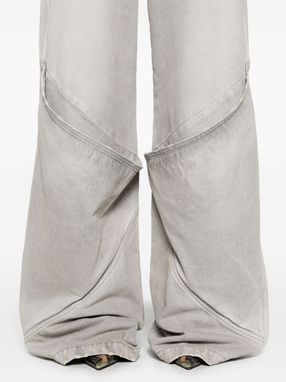 The Attico Wide-Leg Distressed High-Rise Jeans Grey