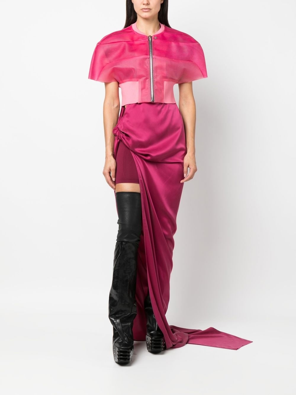 Short extensible taille haute fuchsia