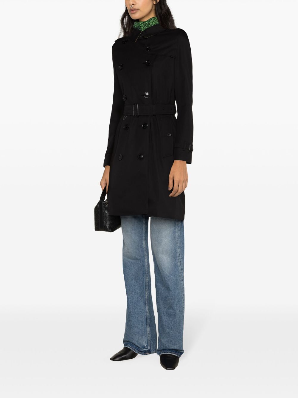Burberry Double-Breasted Cotton Trench Coat Black