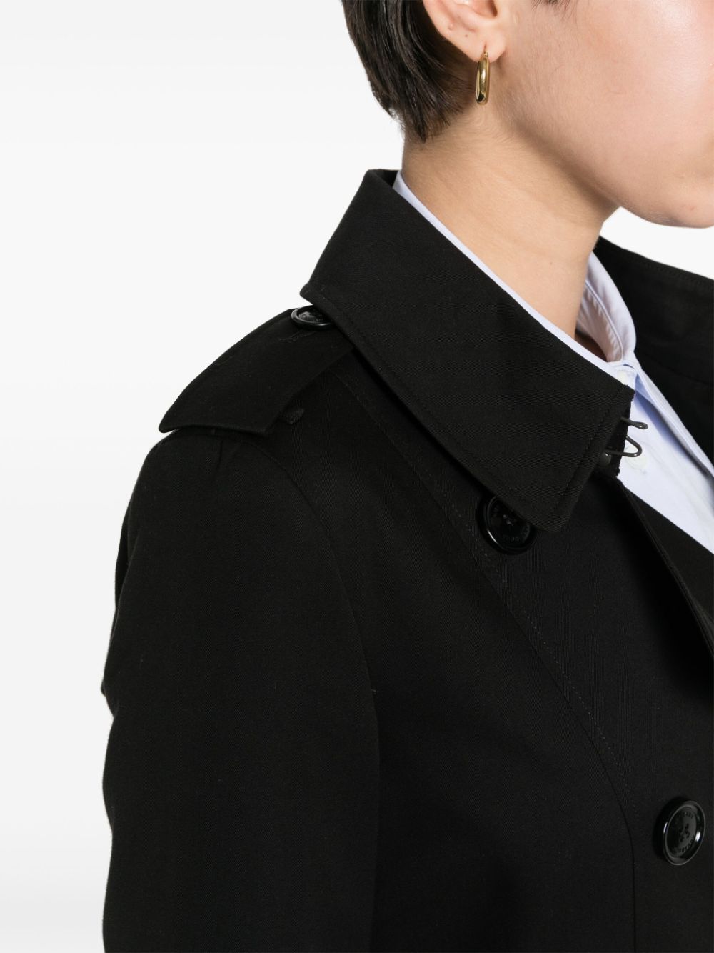 Burberry Gabardine Trench Coat with Belt Black