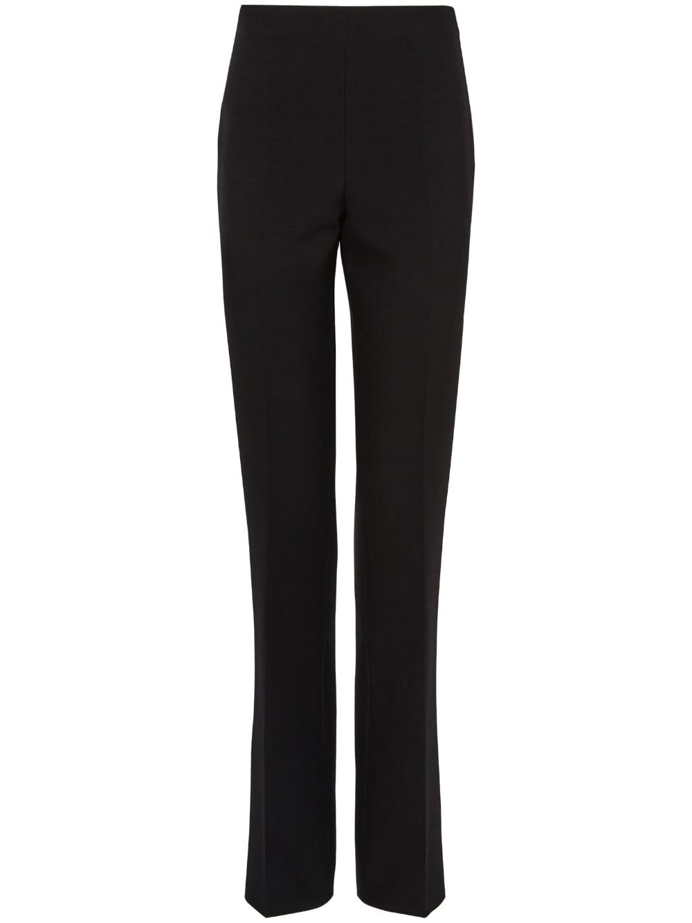 Ferragamo High-Waisted Virgin Wool Straight-Leg Trousers Black Black