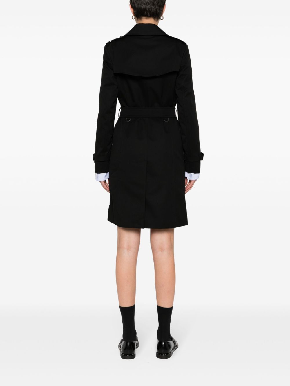 Burberry Gabardine Trench Coat with Belt Black