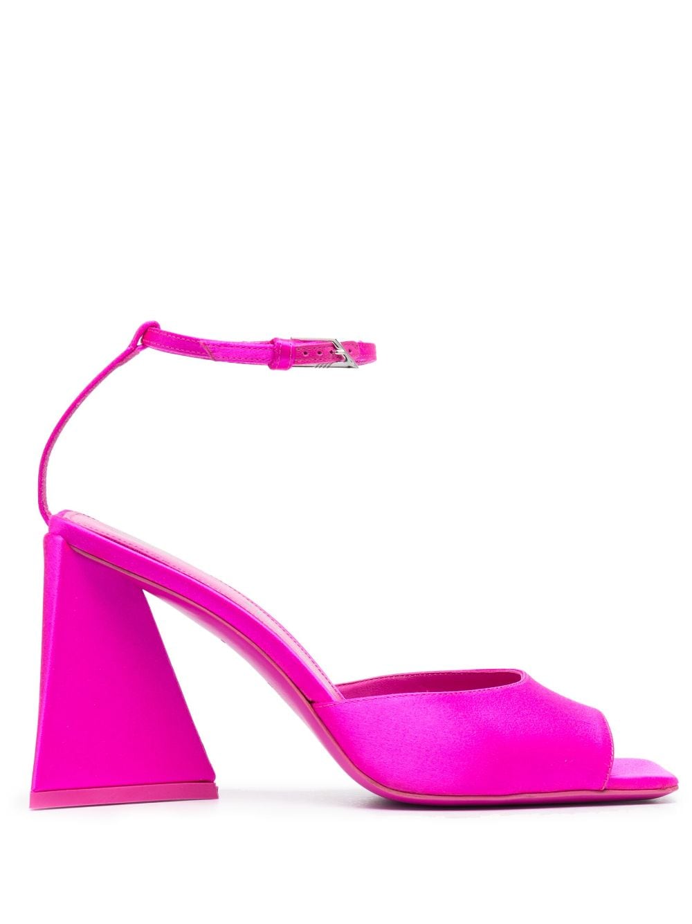 The Attico Piper 90 Satin Pyramid-Heel Sandals Fuchsia