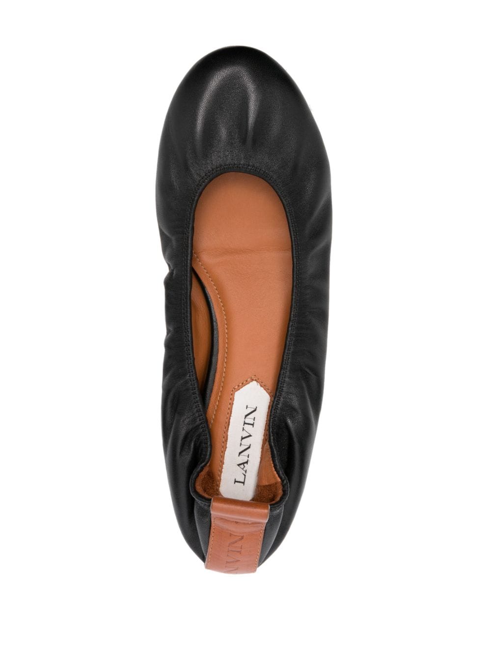 Lanvin Ruched Calf Leather Ballerina Flats Black Black