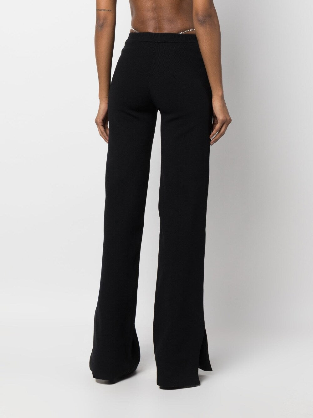GCDS Crystal-Embellished Flared Trousers Black