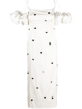 JACQUEMUS Chouchou Polka-Dot Satin Midi Dress White Black