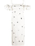 JACQUEMUS Chouchou Polka-Dot Satin Midi Dress White Black